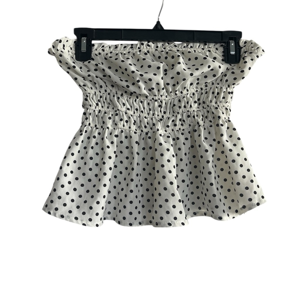 Haute Monde Babydoll Y2K Black and White Polka Dot Tube Top Size Small